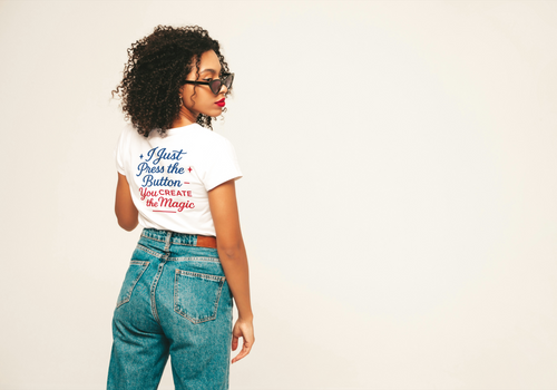Exposure Threads “I Just Press the Button” Creative T-Shirt – Front & Back Print