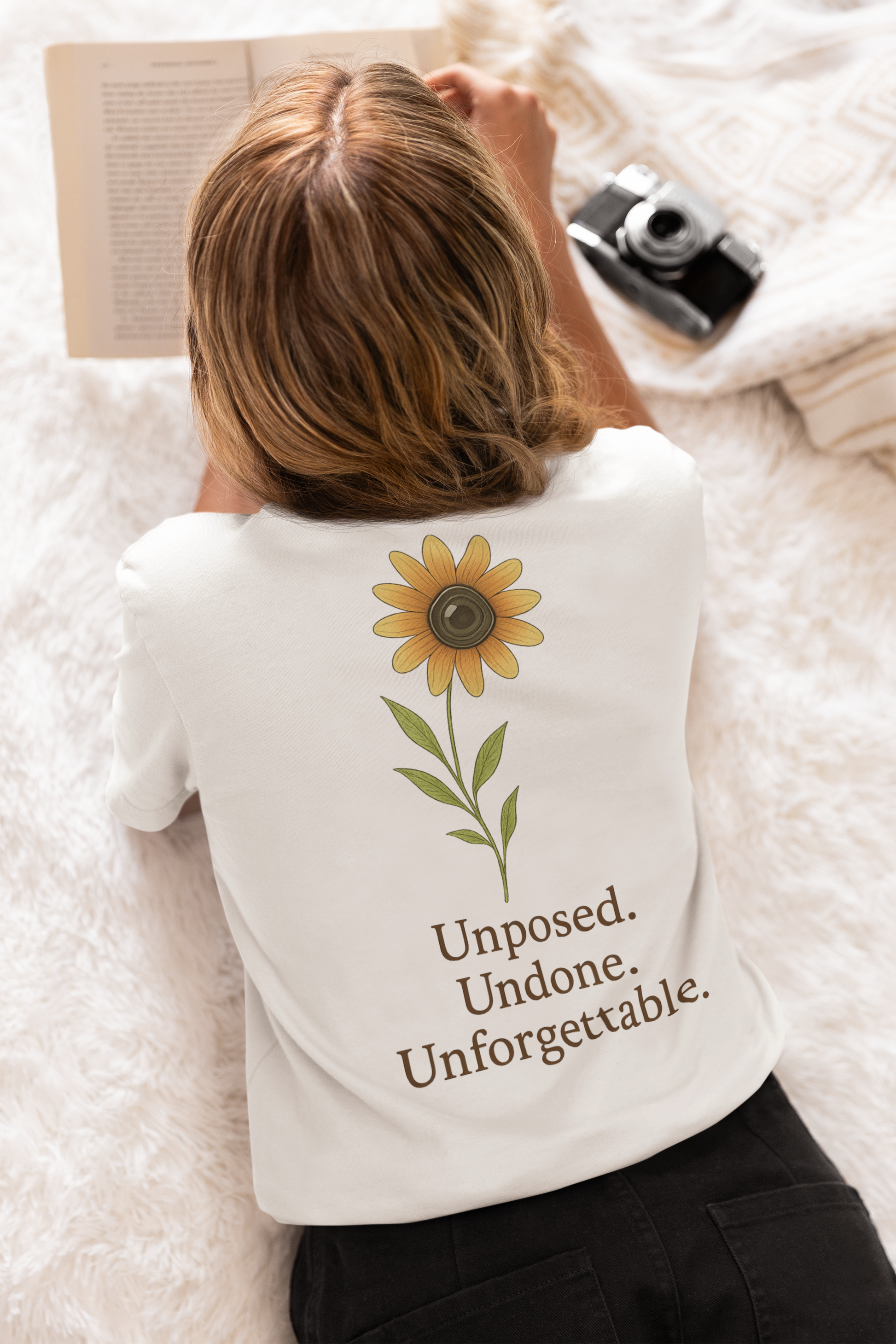 Sunflower Lens – “Unposed. Undone. Unforgettable.” Tee