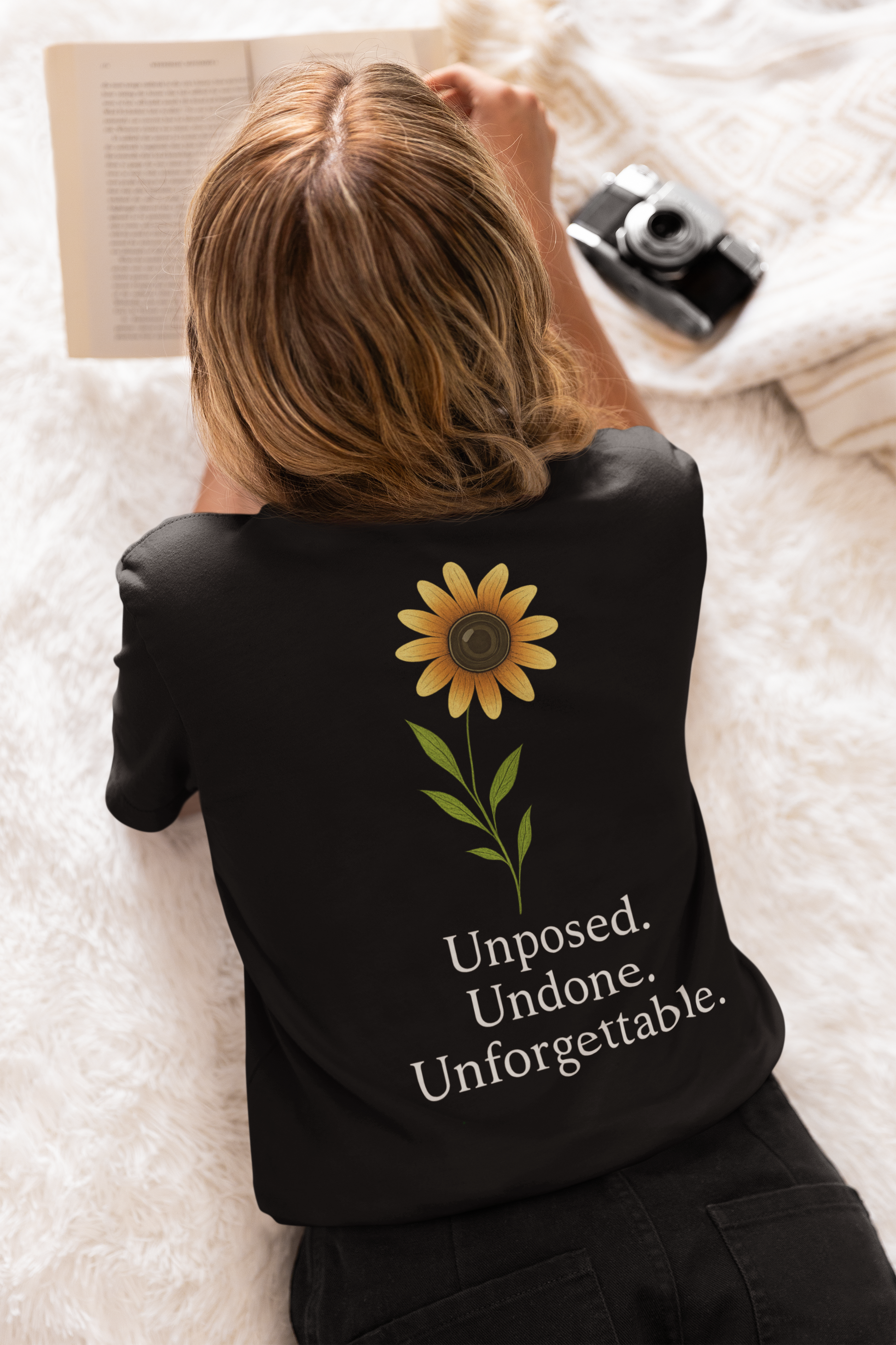 Sunflower Lens – “Unposed. Undone. Unforgettable.” Tee